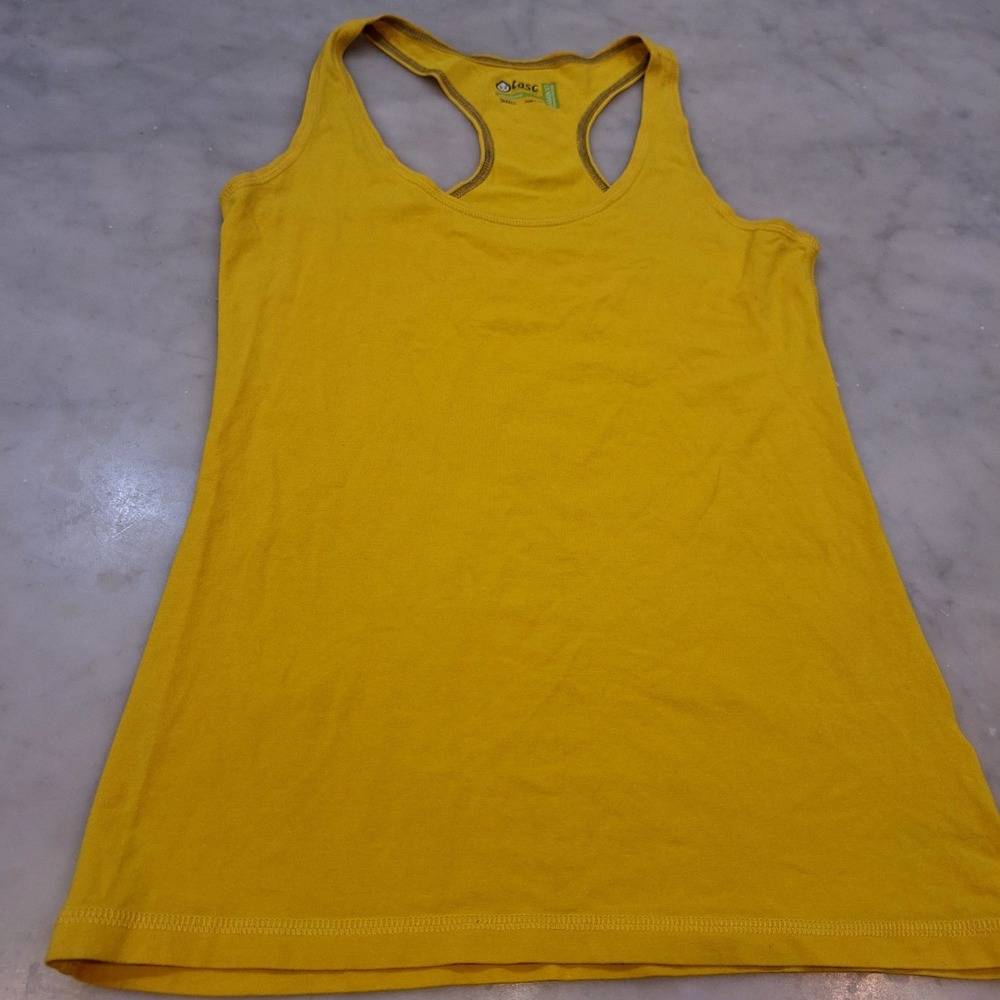 Tasc Performance‎ Tank Top Women Sm Gold Bamboo Organic Cotton Racerback Yoga